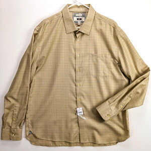 Men’s 2XL Non-Iron Button-Up Shirt Tan Plaid Business Casual Workwear | Joseph A